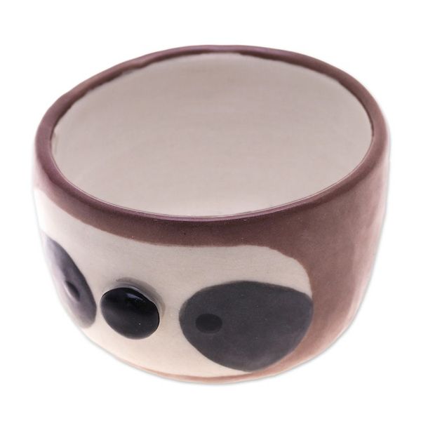 Alternate image for Glazed Handmade Sloth-Themed Ceramic Mini Flower Pot Small Sloth Spring