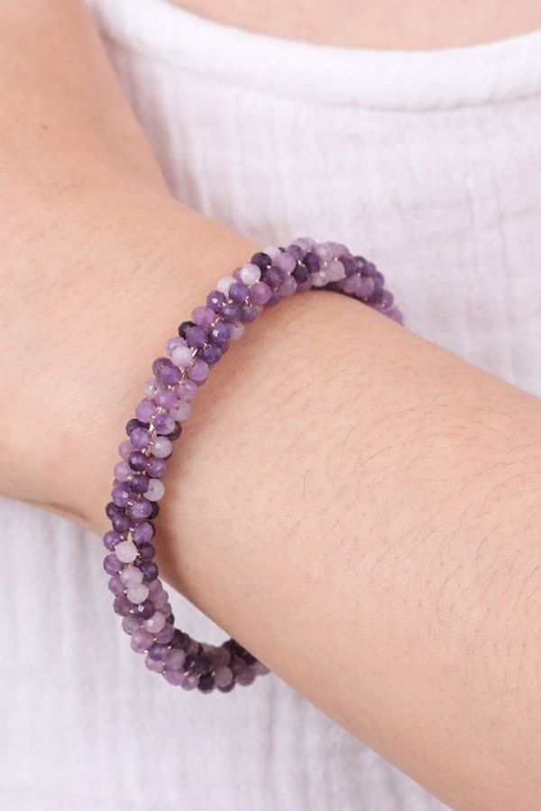 Alternate image for Amethyst Brass and Copper Wire Beaded Cuff Bracelet Remarkable Beauty