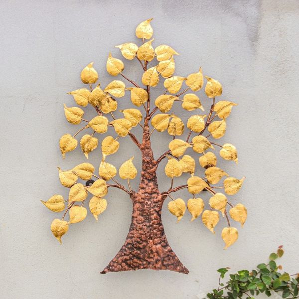 Alternate image for Inspirational Handmade Gold Foil and Steel Tree Wall Art Wisest Nature