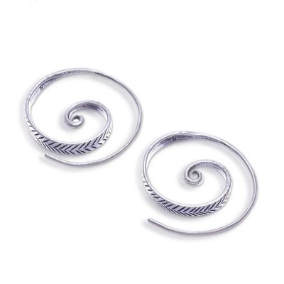 Alternate image for Sterling Silver Spiral Half-Hoop Earrings from Thailand Perpetual Spirals
