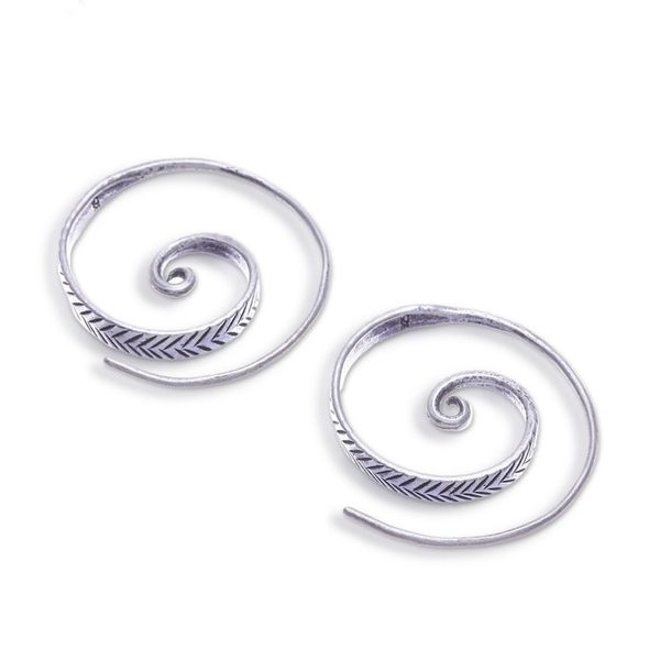 Image for Sterling Silver Spiral Half-Hoop Earrings from Thailand Perpetual Spirals