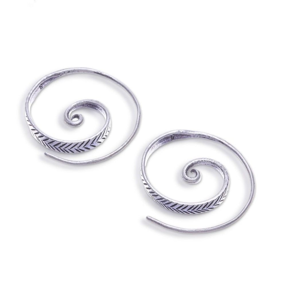 Sterling Silver Spiral Half-Hoop Earrings from Thailand 'Perpetual Spirals'