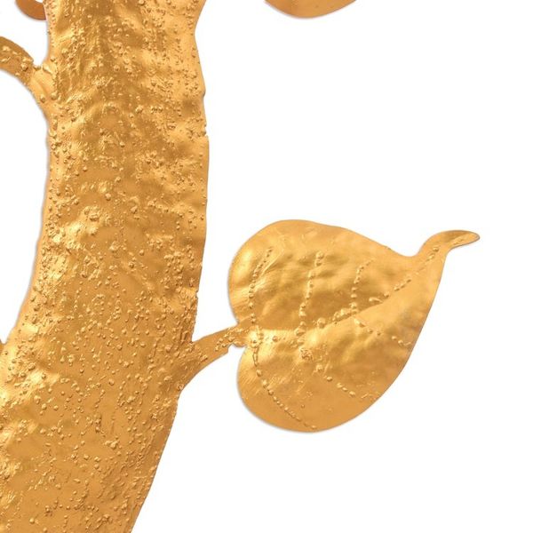 Alternate image for Inspirational Handmade Leafy Gold Foil and Iron Wall Art Bodhi Nature