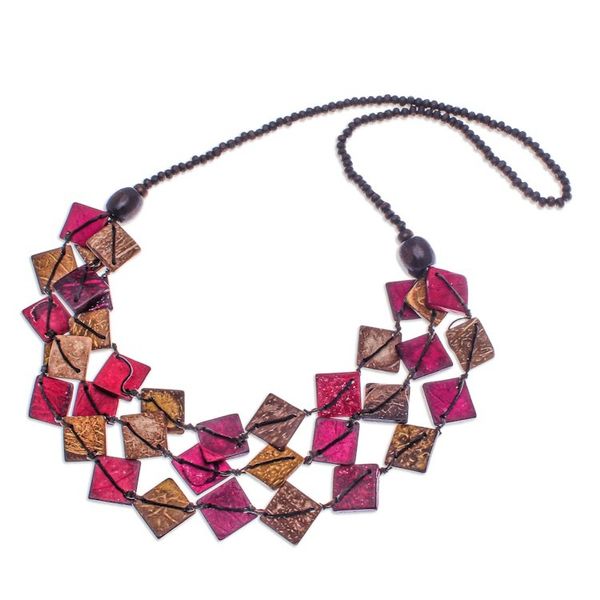Alternate image for Pink and Golden Coconut Shell Beaded Strand Necklace Tender Diamonds