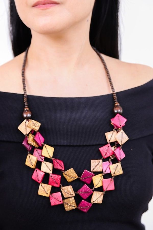 Alternate image for Pink and Golden Coconut Shell Beaded Strand Necklace Tender Diamonds
