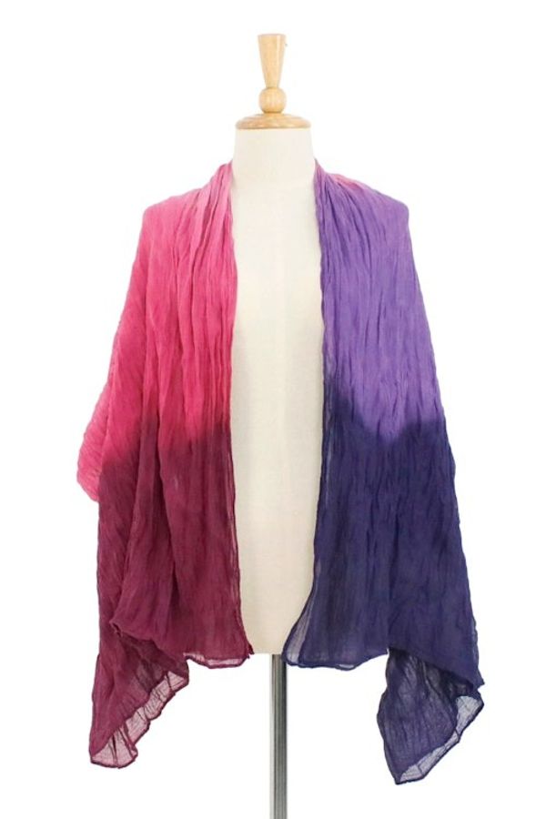 Alternate image for Colorful Hand-Spun and Dyed Wrinkled Batik Cotton Scarf Vibrant Fashion