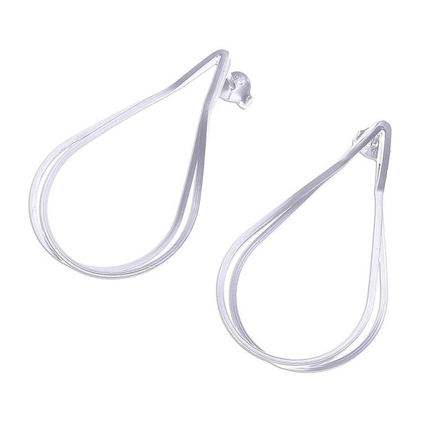 Alternate image for High-Polished Drop-Shaped Sterling Silver Drop Earrings Drops of Serenity