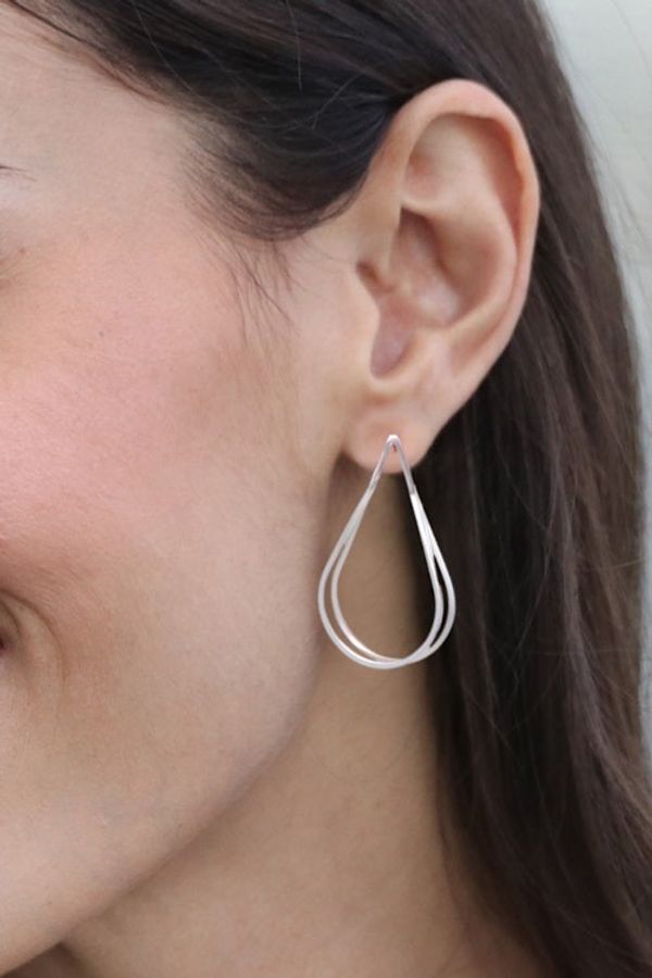 Alternate image for High-Polished Drop-Shaped Sterling Silver Drop Earrings Drops of Serenity