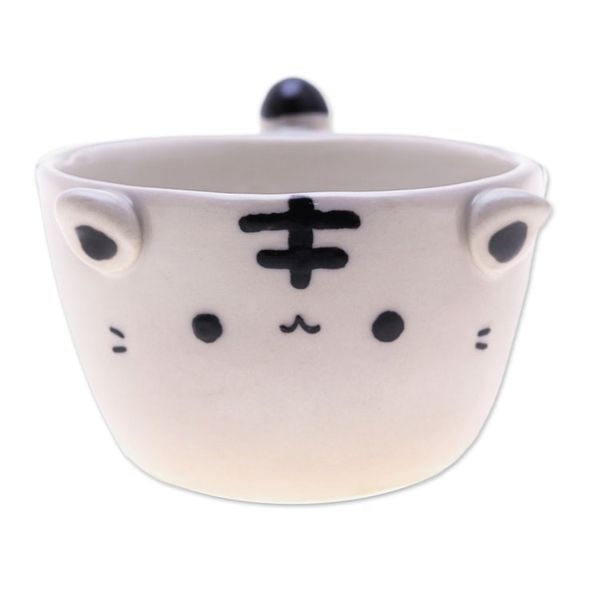 Alternate image for Thai-Made White Tiger Ceramic Flower Pot and Saucer Medium White Tiger Epoch
