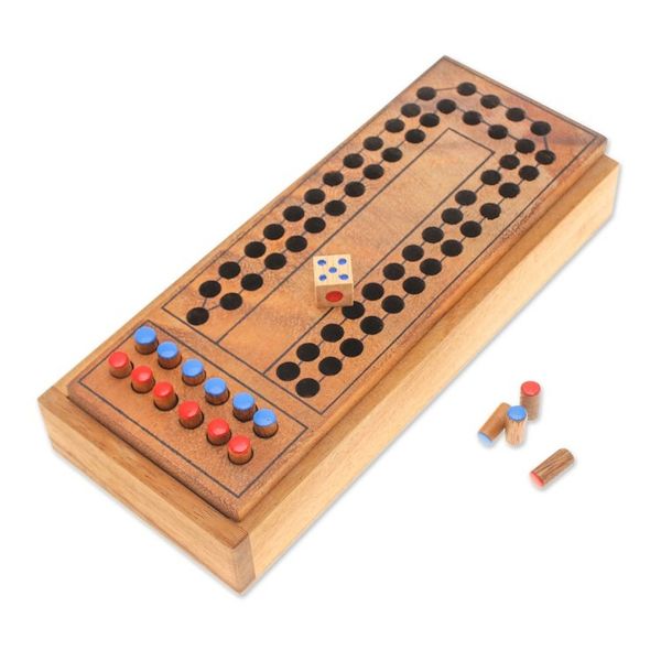 Alternate image for Handcrafted Raintree Wood Board Game from Thailand Race Around the Track