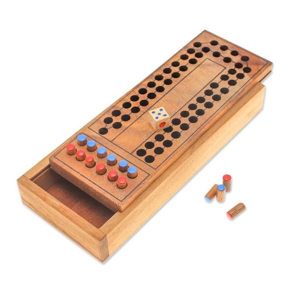 Alternate image for Handcrafted Raintree Wood Board Game from Thailand Race Around the Track
