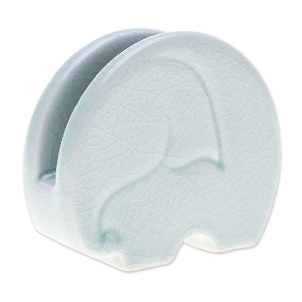 Alternate image for Crackled Light Green Celadon Ceramic Elephant Card Holder Homely Elephant