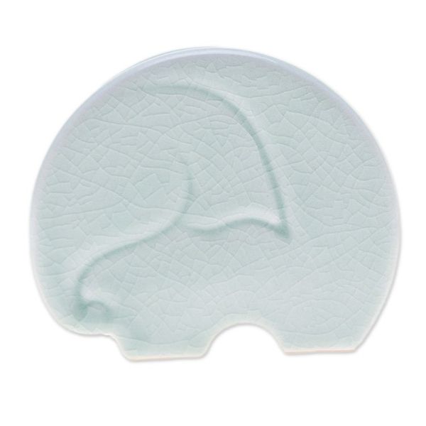 Alternate image for Crackled Light Green Celadon Ceramic Elephant Card Holder Homely Elephant