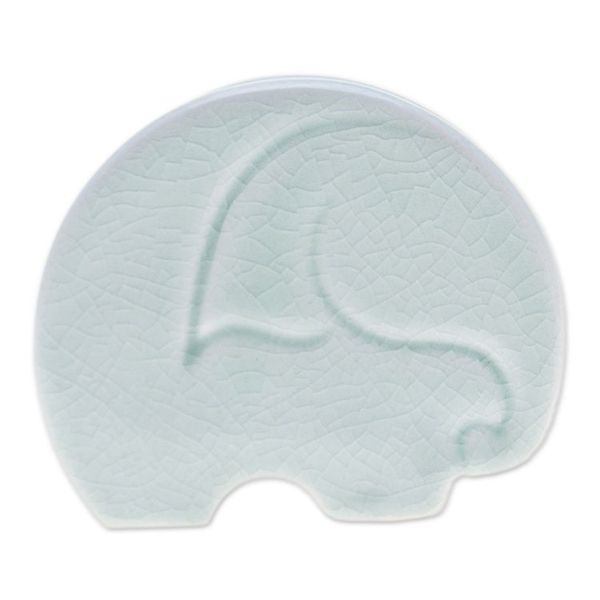 Alternate image for Crackled Light Green Celadon Ceramic Elephant Card Holder Homely Elephant