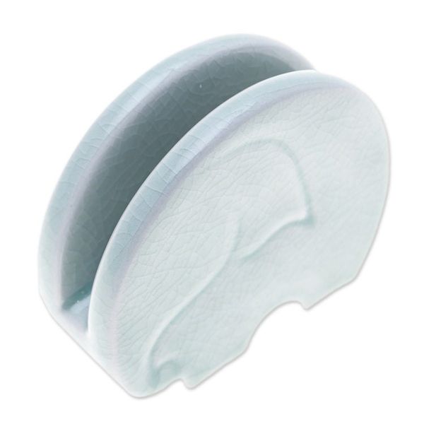 Alternate image for Crackled Light Green Celadon Ceramic Elephant Card Holder Homely Elephant