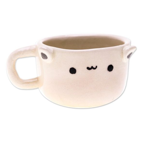 Alternate image for Thai Artisan-Made Animal-Themed Ceramic White Cat Demitasse White Cat Demitasse