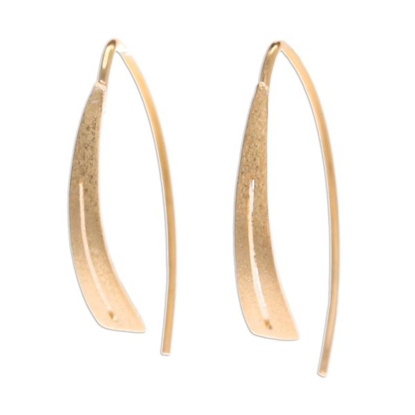 Alternate image for Modern Openwork Brushed Satin 18k Gold-Plated Drop Earrings Bright Modern Splendor