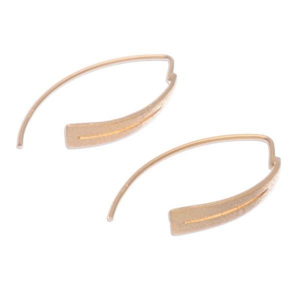 Alternate image for Modern Openwork Brushed Satin 18k Gold-Plated Drop Earrings Bright Modern Splendor