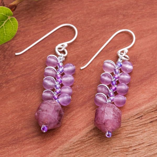 Alternate image for Artisan-Made Glass Beaded Elderberry-Shaped Dangle Earrings Elderberries