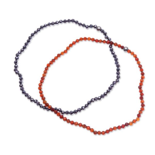 Alternate image for 2 Beaded Stretch Bracelets with Chalcedony and Hematite Gems Double Flair