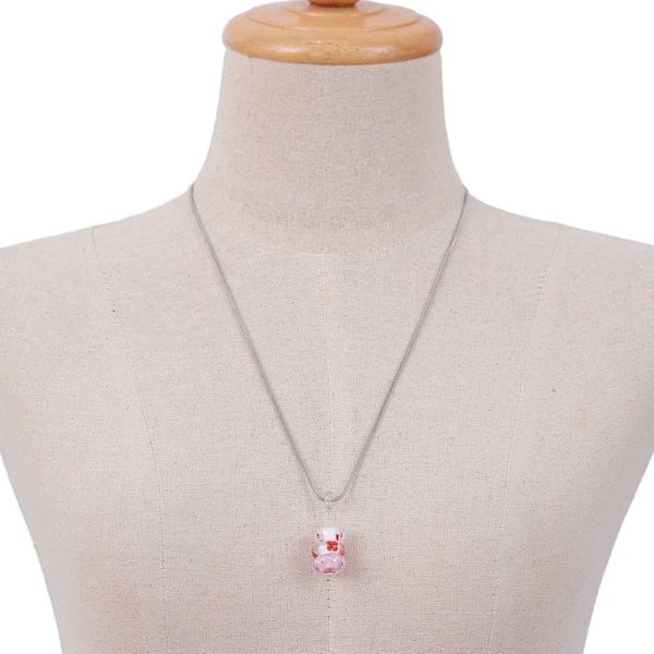 Alternate image for Floral Pink and Red Glass Beaded Pendant Necklace Sweet Amulets