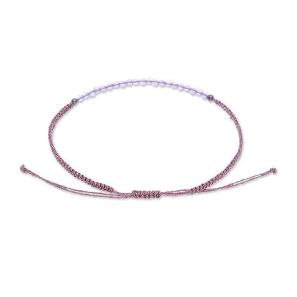 Alternate image for Adjustable Amethyst Beaded Macrame Pendant Bracelet Purple Delicacy