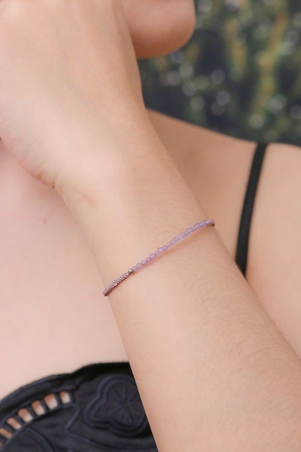 Alternate image for Adjustable Amethyst Beaded Macrame Pendant Bracelet Purple Delicacy