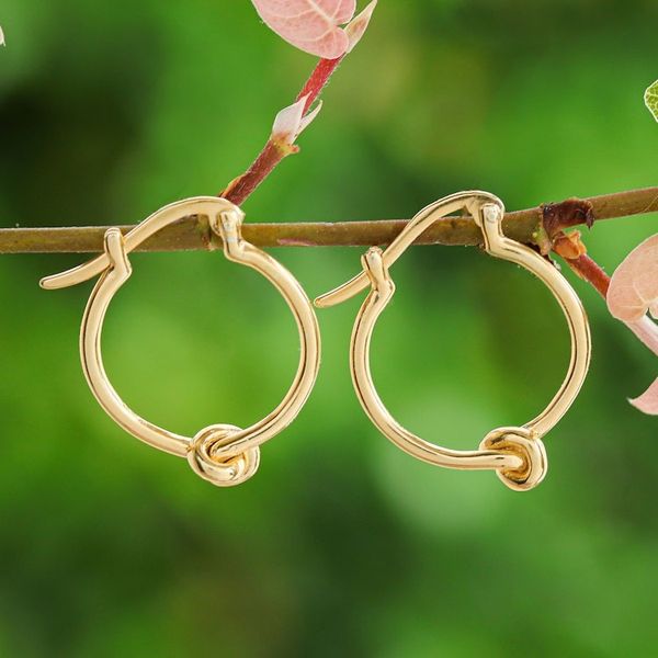 Alternate image for Avant-Garde 18k Gold-Plated Hoop Earrings Made in Thailand Tied Glamour