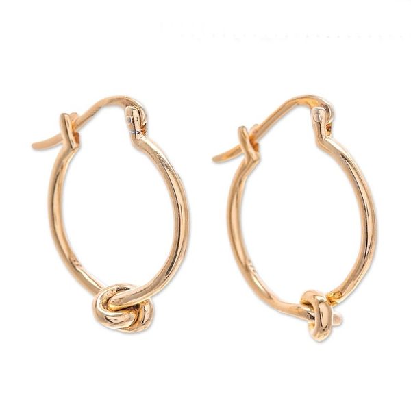 Alternate image for Avant-Garde 18k Gold-Plated Hoop Earrings Made in Thailand Tied Glamour