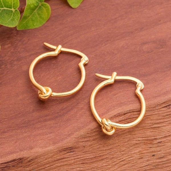 Alternate image for Avant-Garde 18k Gold-Plated Hoop Earrings Made in Thailand Tied Glamour