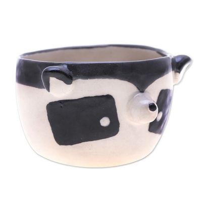 Alternate image for Raccoon-Themed Ceramic Mini Flower Pot and Saucer Small Raccoon Spring