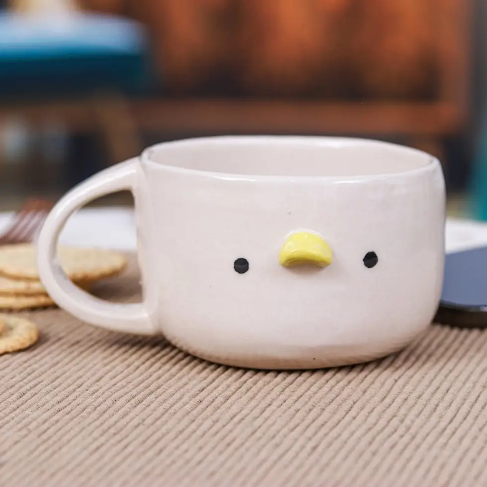 Handcrafted 6 oz Ceramic Duck Cup with Glossy Finish 'Duck Elixir'