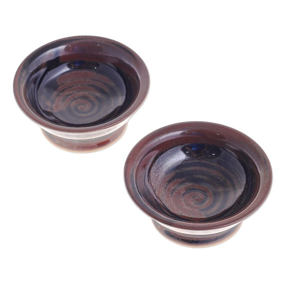 Small Ceramic Bowls from Thailand Pair 'Mise en Place'