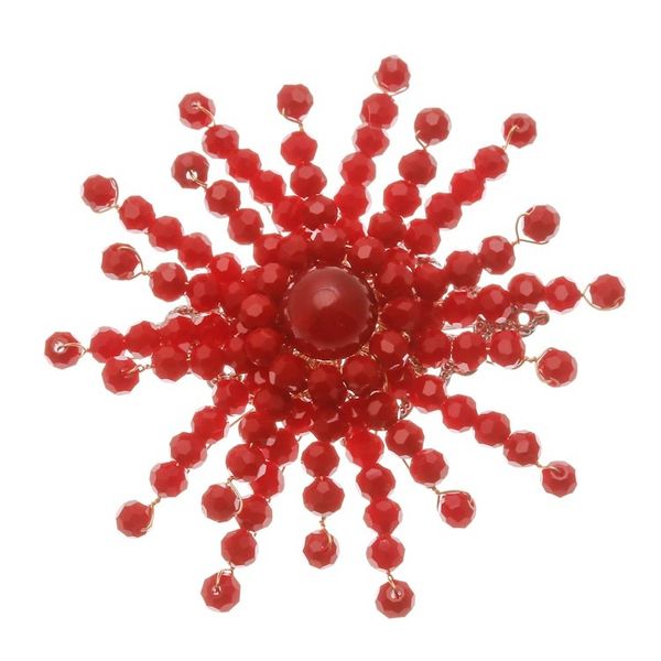 Alternate image for Star-Shaped Red Chalcedony and Glass Beaded Brooch The Passionate Starlight
