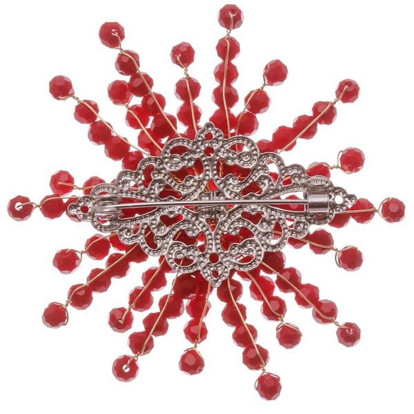 Alternate image for Star-Shaped Red Chalcedony and Glass Beaded Brooch The Passionate Starlight