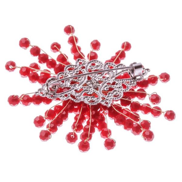Alternate image for Star-Shaped Red Chalcedony and Glass Beaded Brooch The Passionate Starlight