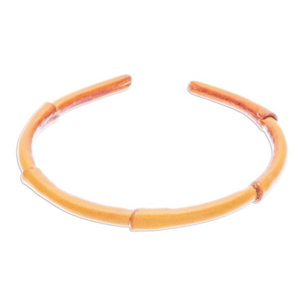 Alternate image for Bamboo-Inspired Adjustable Yellow Leather Cuff Bracelet Joyous Bamboo