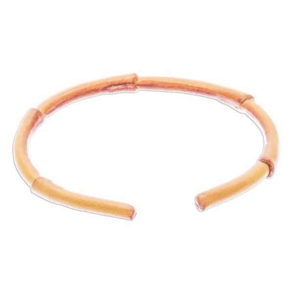Alternate image for Bamboo-Inspired Adjustable Yellow Leather Cuff Bracelet Joyous Bamboo