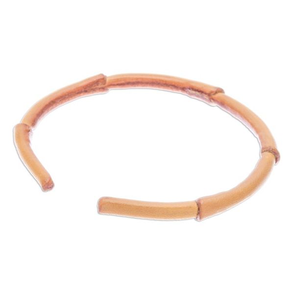 Alternate image for Bamboo-Inspired Adjustable Yellow Leather Cuff Bracelet Joyous Bamboo