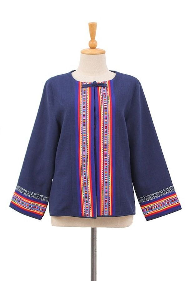 Alternate image for Hill Tribe-Inspired Navy Cotton and Hemp Blend Jacket Navy Heritage