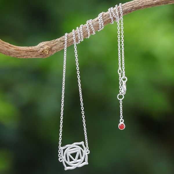 Alternate image for Artisan Crafted Cubic Zirconia Pendant Necklace Chakra Spin in Root