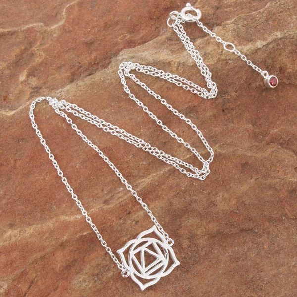 Alternate image for Artisan Crafted Cubic Zirconia Pendant Necklace Chakra Spin in Root