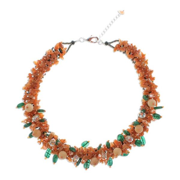 Alternate image for Handcrafted Multi-Gemstone Orange Beaded Necklace Orange Paradise