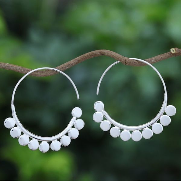 Alternate image for Handcrafted Sterling Silver Half-Hoop Earrings from Thailand Modern Empire
