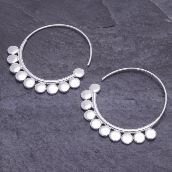 Alternate image for Handcrafted Sterling Silver Half-Hoop Earrings from Thailand Modern Empire