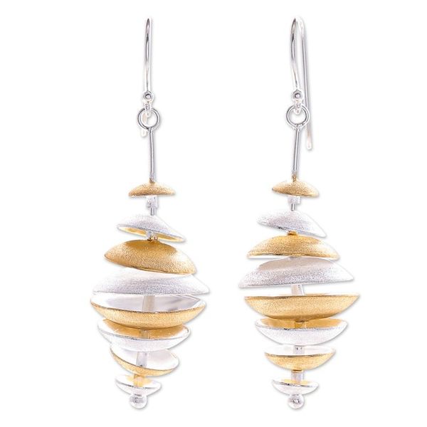 Alternate image for Gold-Accented Sterling Silver Dangle Earrings from Thailand Romantic Drama