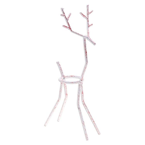 Alternate image for Handcrafted Iron Reindeer Tealight Holder in White and Red Winter Reindeer in Red
