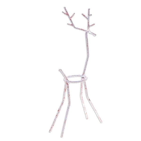 Alternate image for Handcrafted Iron Reindeer Tealight Holder in White and Red Winter Reindeer in Red