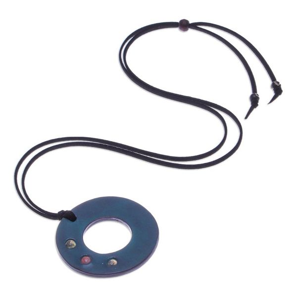 Alternate image for Handcrafted Agate and Leather Pendant Necklace from Thailand Lucky Agate Ring