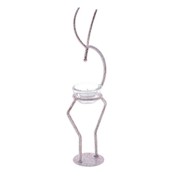 Alternate image for Iron Deer Tealight Holder in White and Red from Thailand Deer Splendor in Red